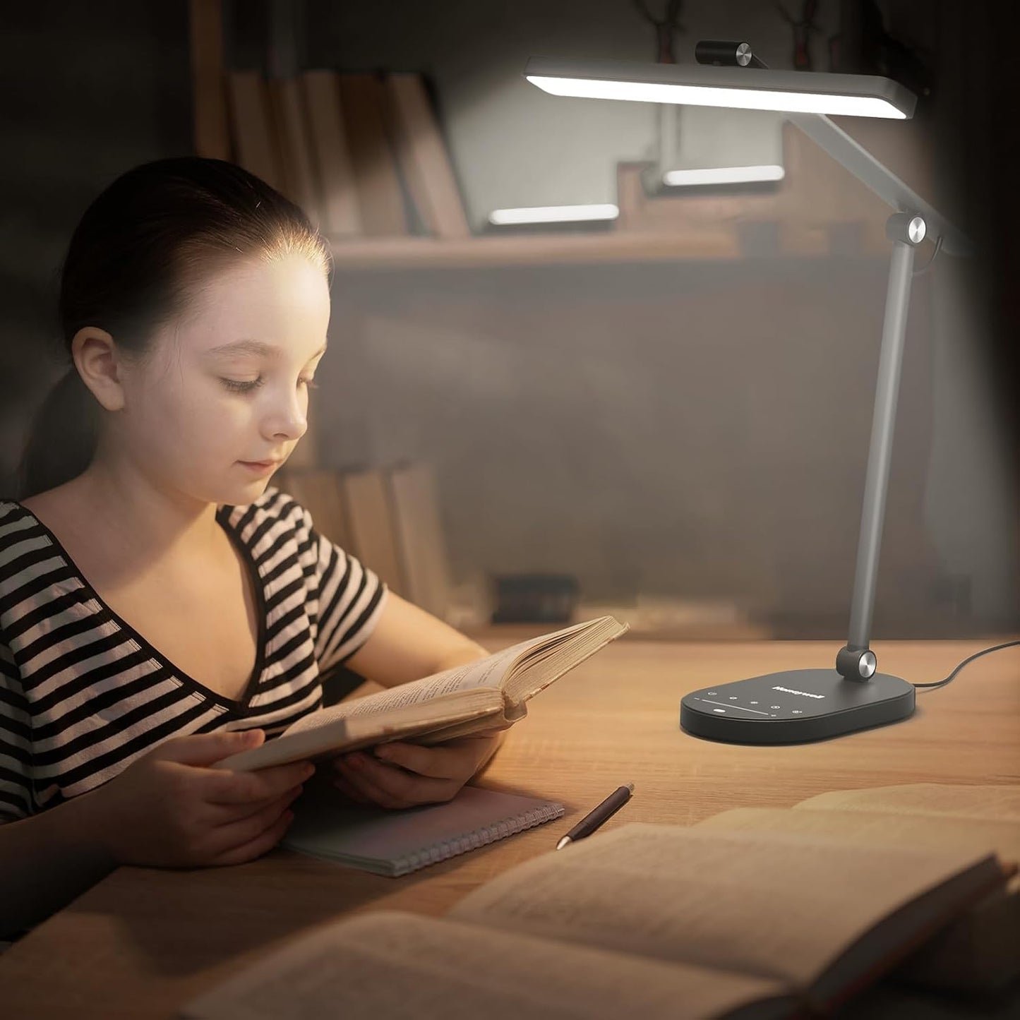 Eye-Caring LED Desk Lamp – Auto Dimming, 3 Color Modes