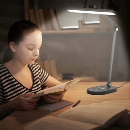 Eye-Caring LED Desk Lamp – Auto Dimming, 3 Color Modes