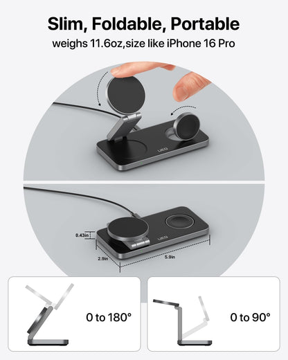 Foldable 3-in-1 MagSafe Wireless Charging Station