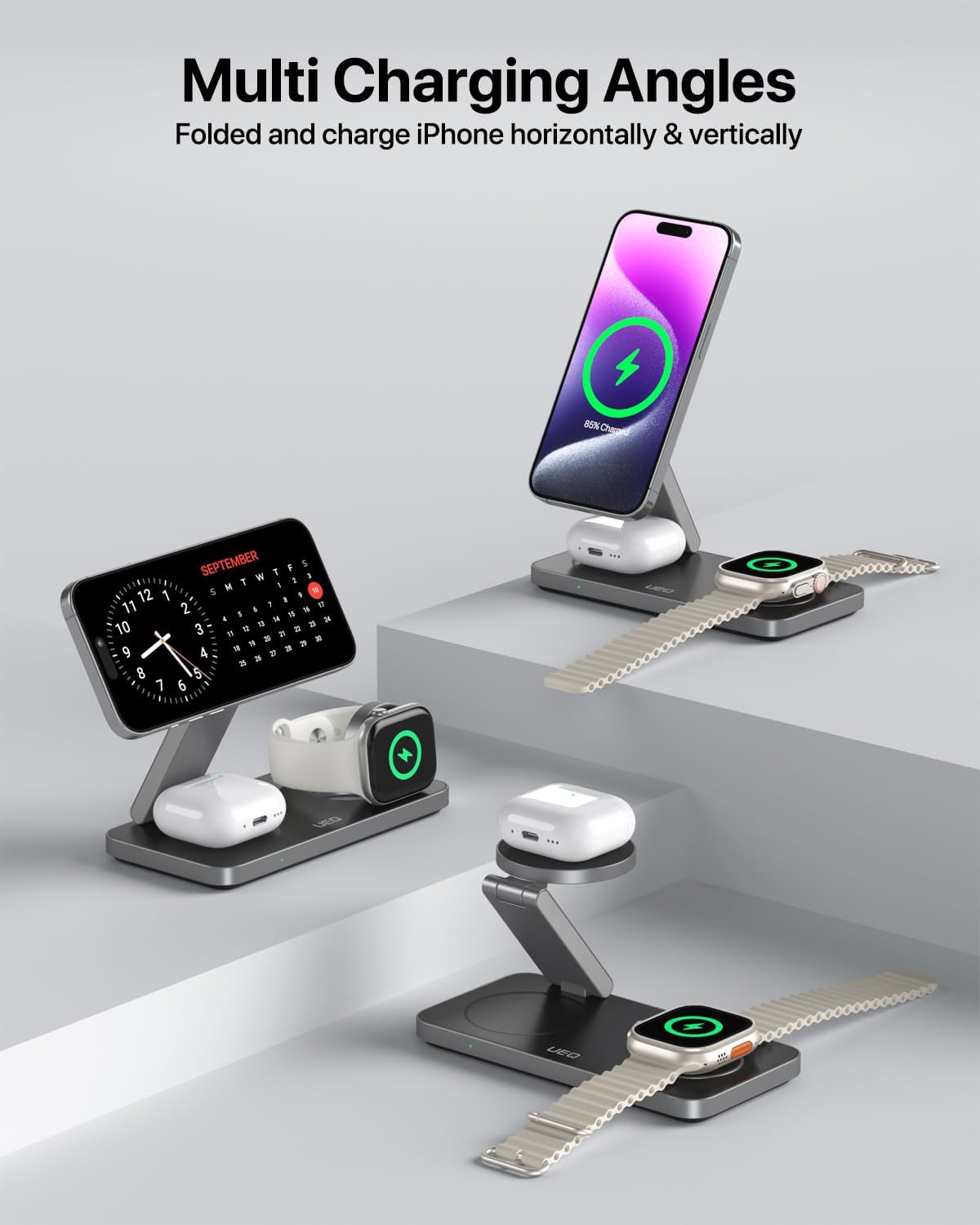 Foldable 3-in-1 MagSafe Wireless Charging Station