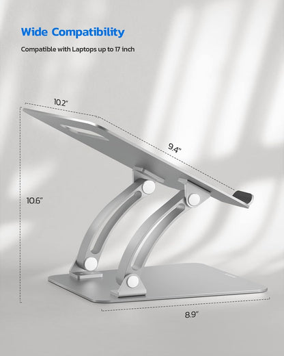 Ergonomic Adjustable Laptop Stand for Desk – Dual-Rod, Heat-Ventilated