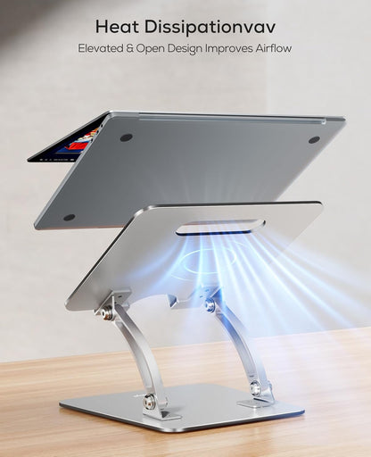 Ergonomic Adjustable Laptop Stand for Desk – Dual-Rod, Heat-Ventilated