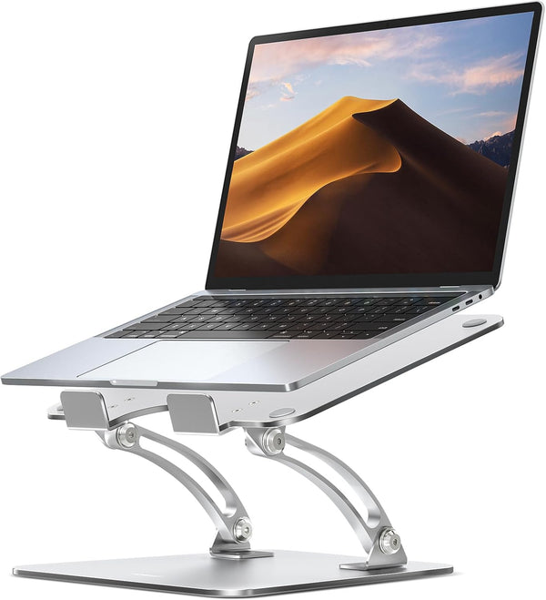 Ergonomic Adjustable Laptop Stand for Desk – Dual-Rod, Heat-Ventilated