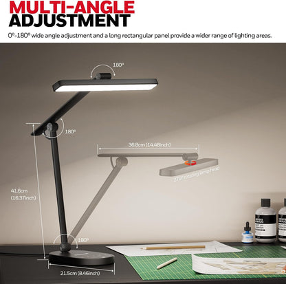 Eye-Caring LED Desk Lamp – Auto Dimming, 3 Color Modes