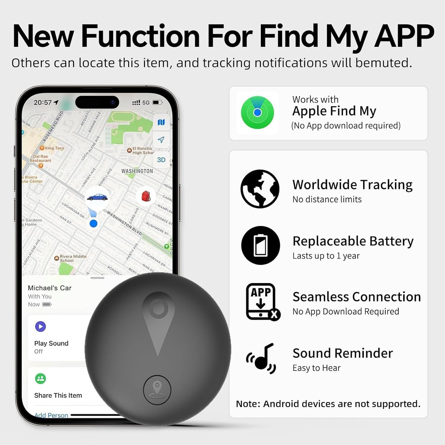 Mini Car GPS Tracker for Apple Find My – Ultra-Slim, No Fees