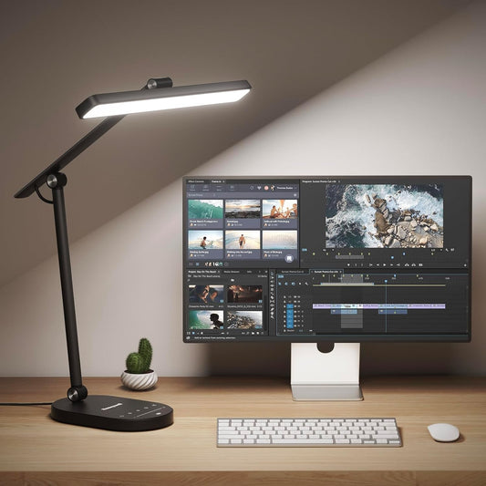 Eye-Caring LED Desk Lamp – Auto Dimming, 3 Color Modes