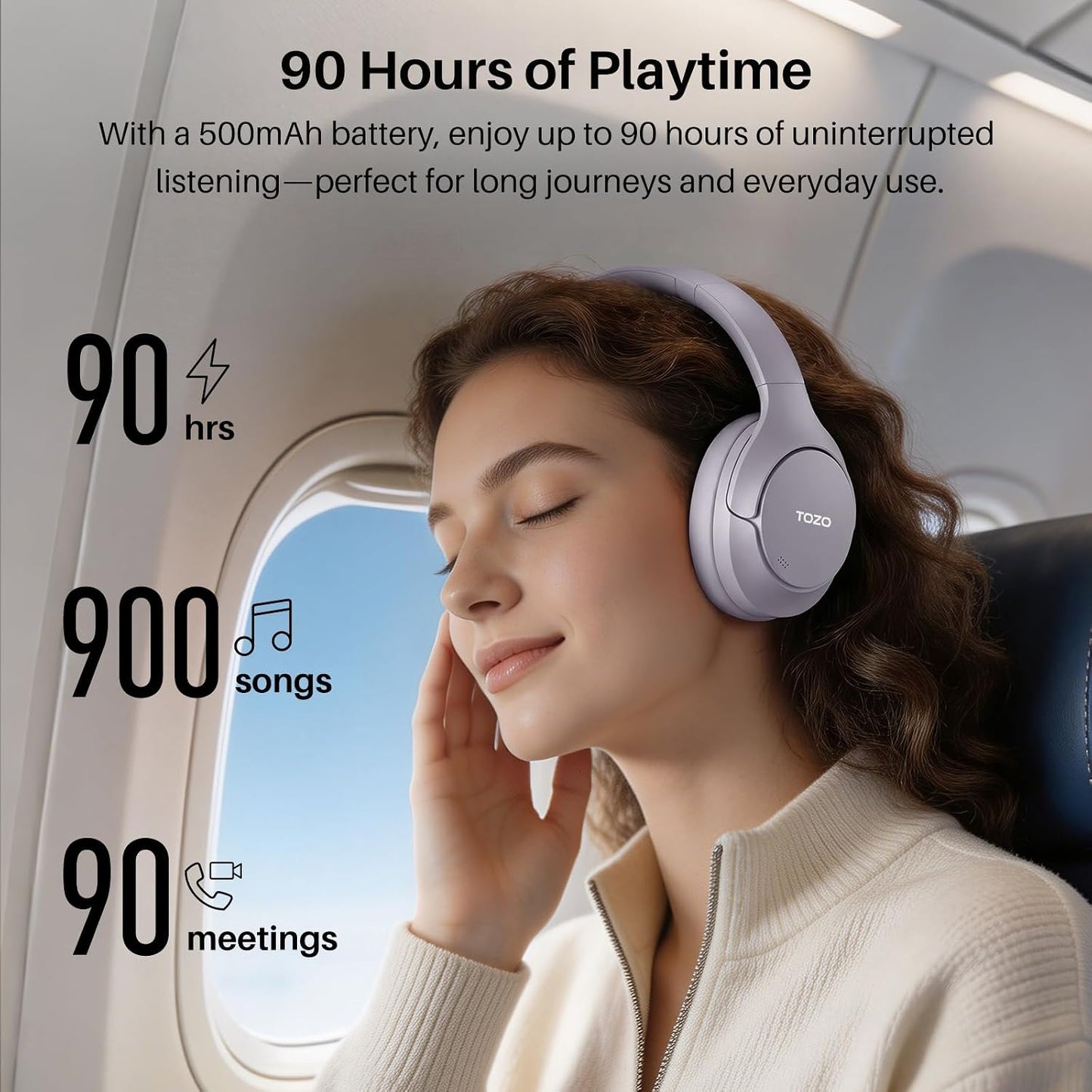 Hybrid ANC Over-Ear Wireless Headphones – 90H Playtime