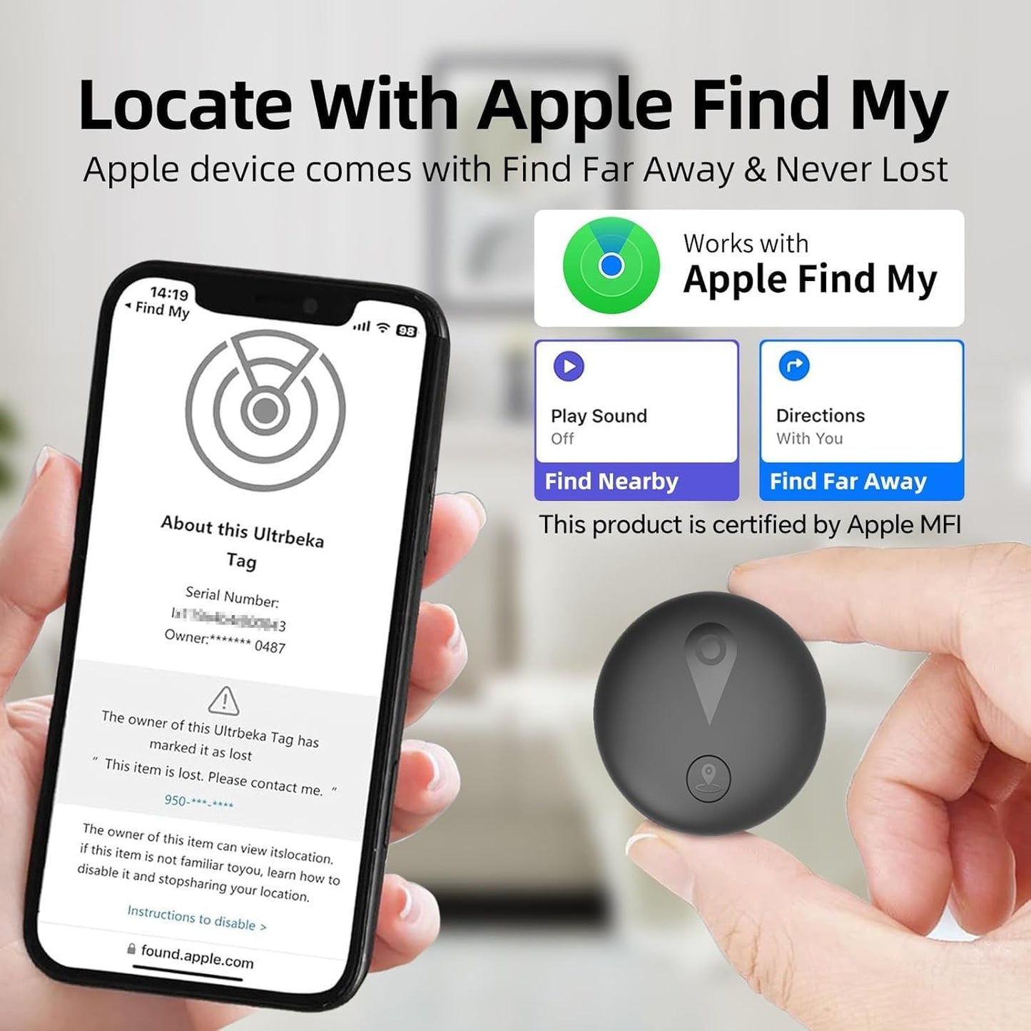 Mini Car GPS Tracker for Apple Find My – Ultra-Slim, No Fees
