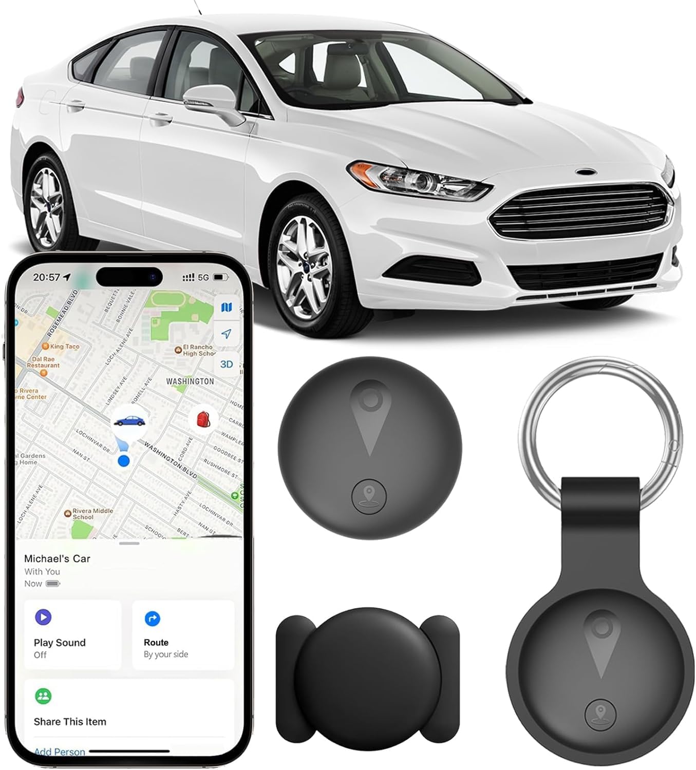 Mini Car GPS Tracker for Apple Find My – Ultra-Slim, No Fees